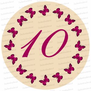 10 mit Schmetterlinghintergrund