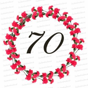 70 mit Blumenhintergrund