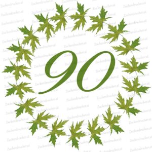 90 mit Ahornblatthintergrund